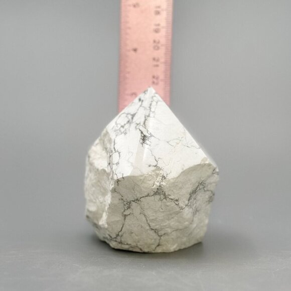 White Howlite Crystal, Generator Point, Rough Base, Polished Point, White Stone - Picture 8 of 10